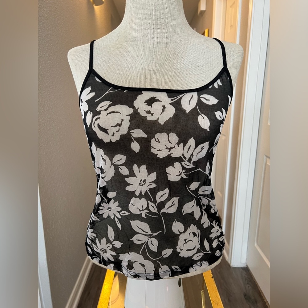 New York & Company Intimates | floral sheer cami size XL mesh tank top
